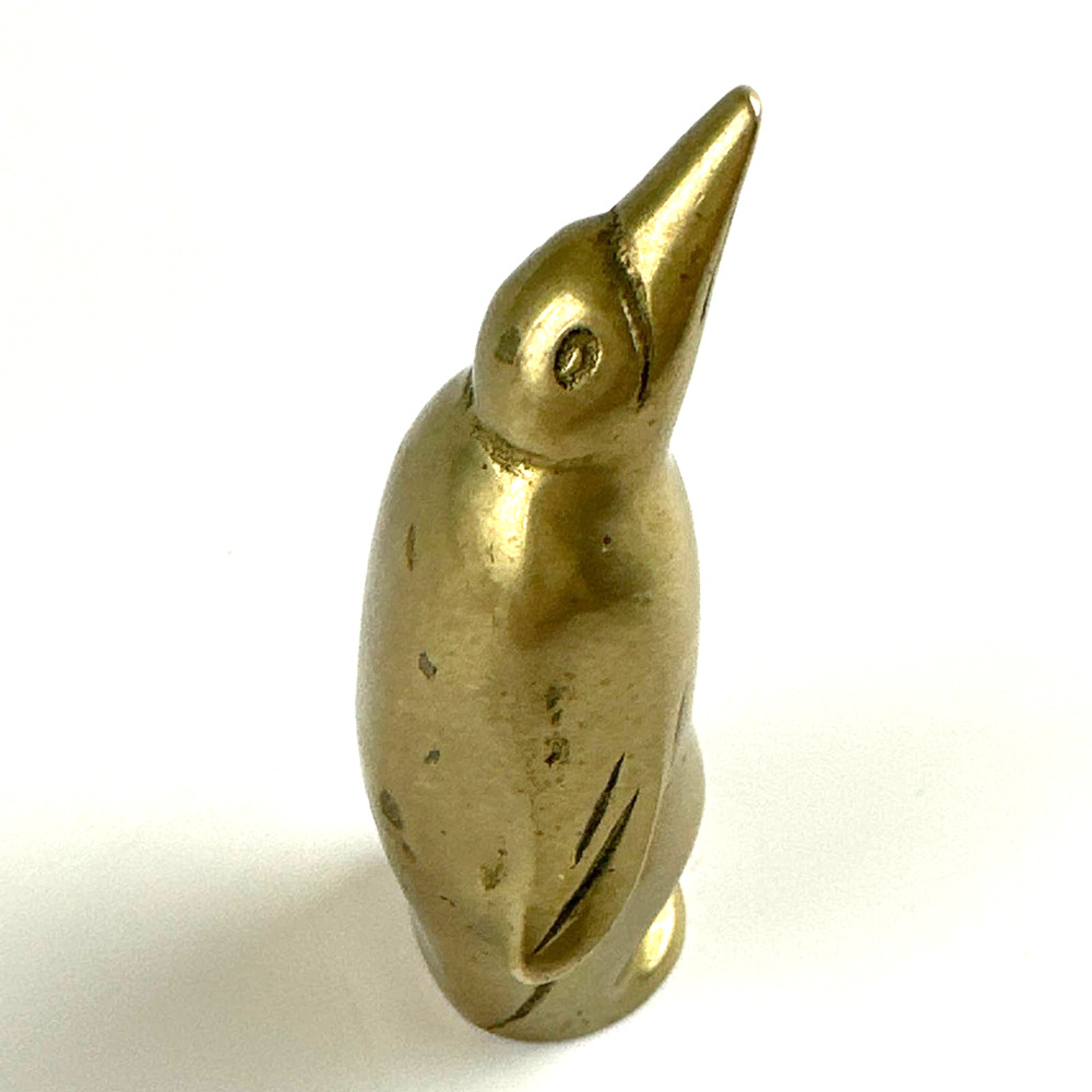 Vintage Heavy Solid Brass Penguin Statue 2.75" Tall